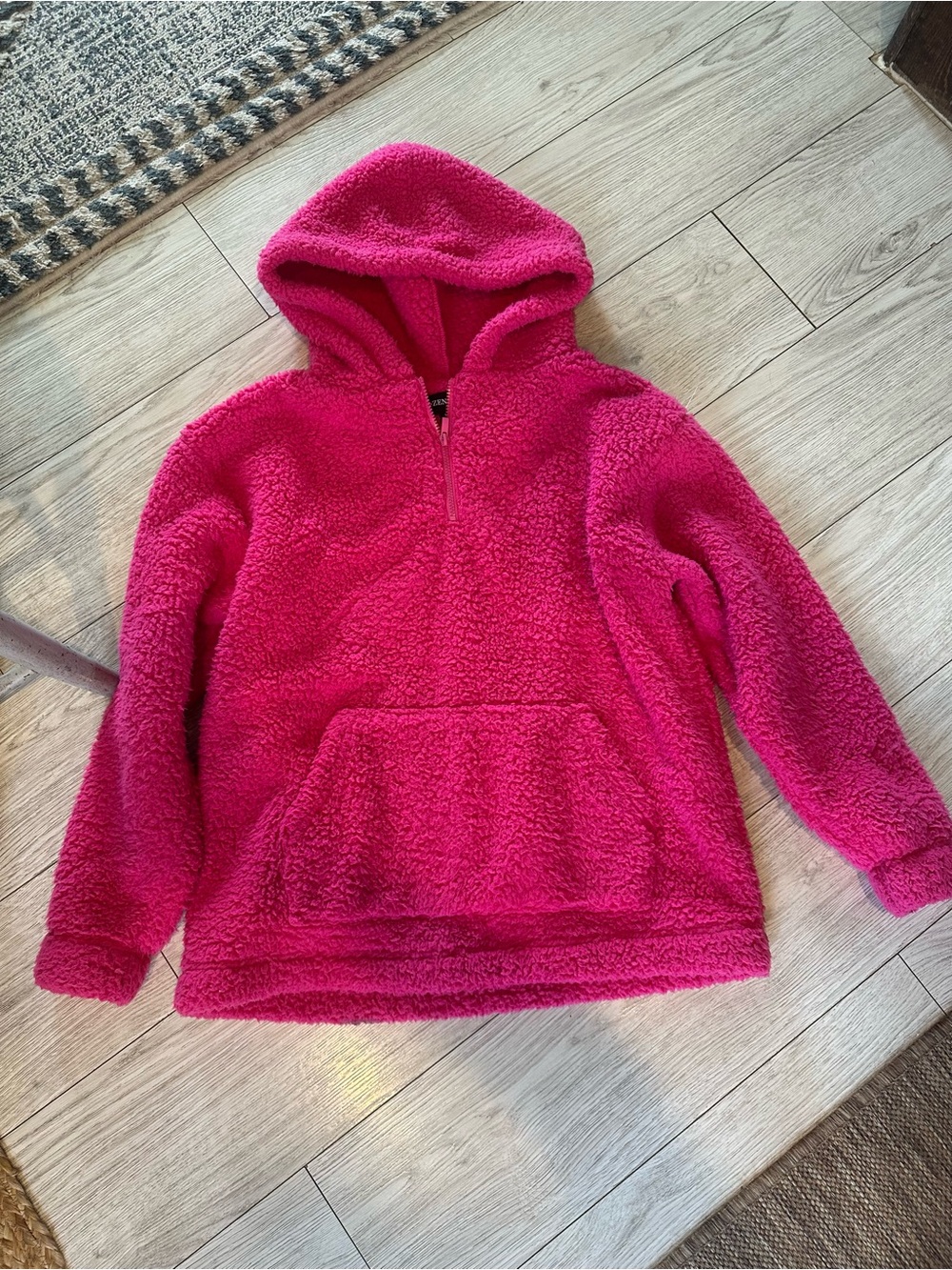 Zenana Women’s Large Plush Hooded Pullover Jacket - Hot Pink